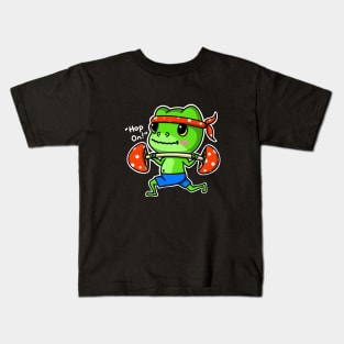 Goblincore Frog and Mushroom Weightlifting Kids T-Shirt